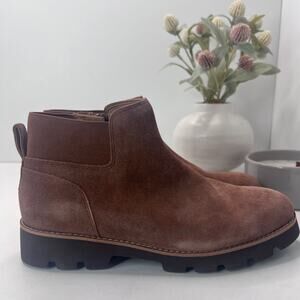 Vionic Brionie Chelsea Suede Side Zip Ankle Boot Brown Women 7.5 Arch Support